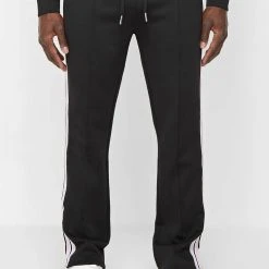 Man Tracksuit Bottoms Contrast Stripe Signature Track Pants - Black TRACKSUITS