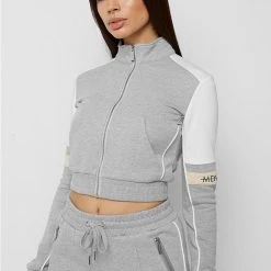 Woman Tracksuits Double Stripe Tracksuit Jacket - Grey/Beige