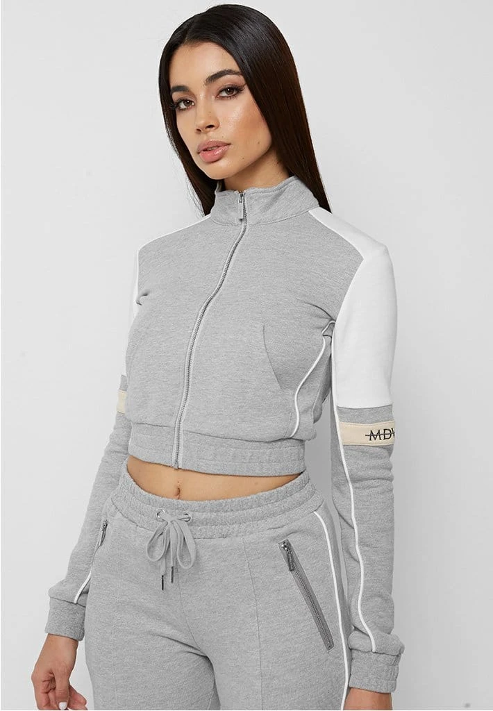 Woman Tracksuits Double Stripe Tracksuit Jacket - Grey/Beige