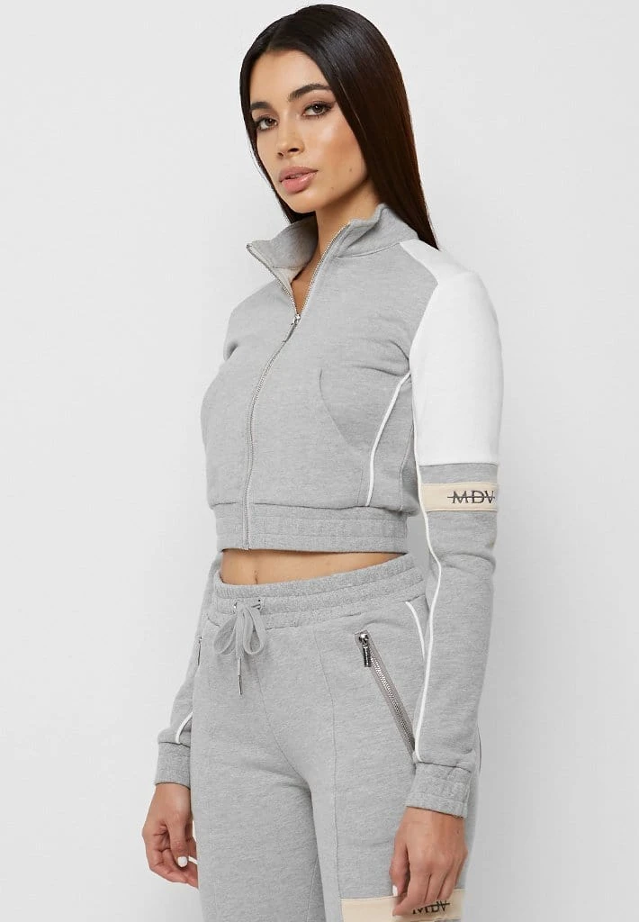 Woman Tracksuits Double Stripe Tracksuit Jacket - Grey/Beige
