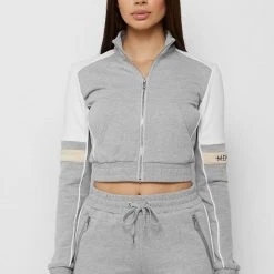 Woman Tracksuits Double Stripe Tracksuit Jacket - Grey/Beige