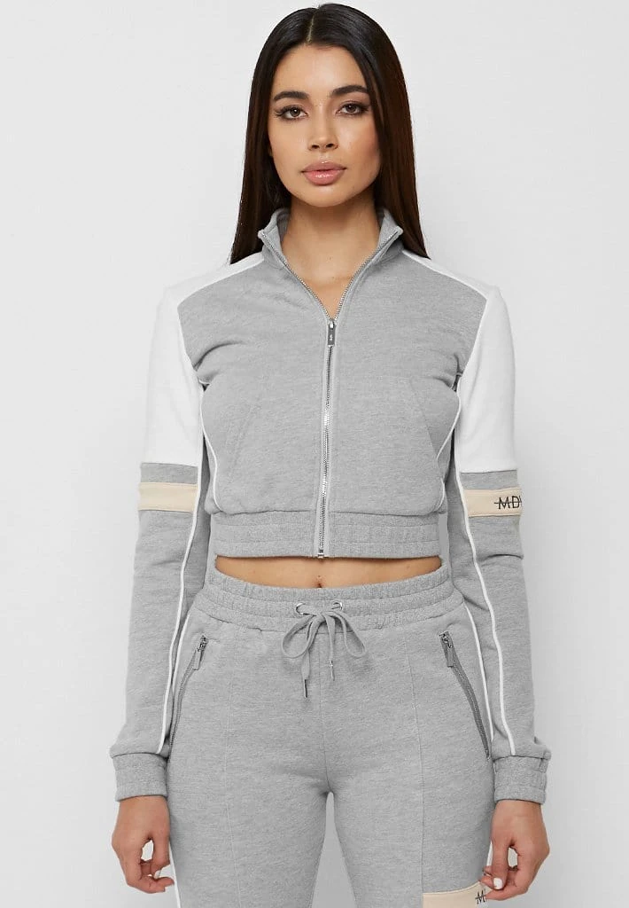 Woman Tracksuits Double Stripe Tracksuit Jacket - Grey/Beige