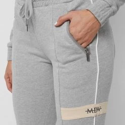 Woman Tracksuits Stripe Tracksuit Joggers - Grey/Beige