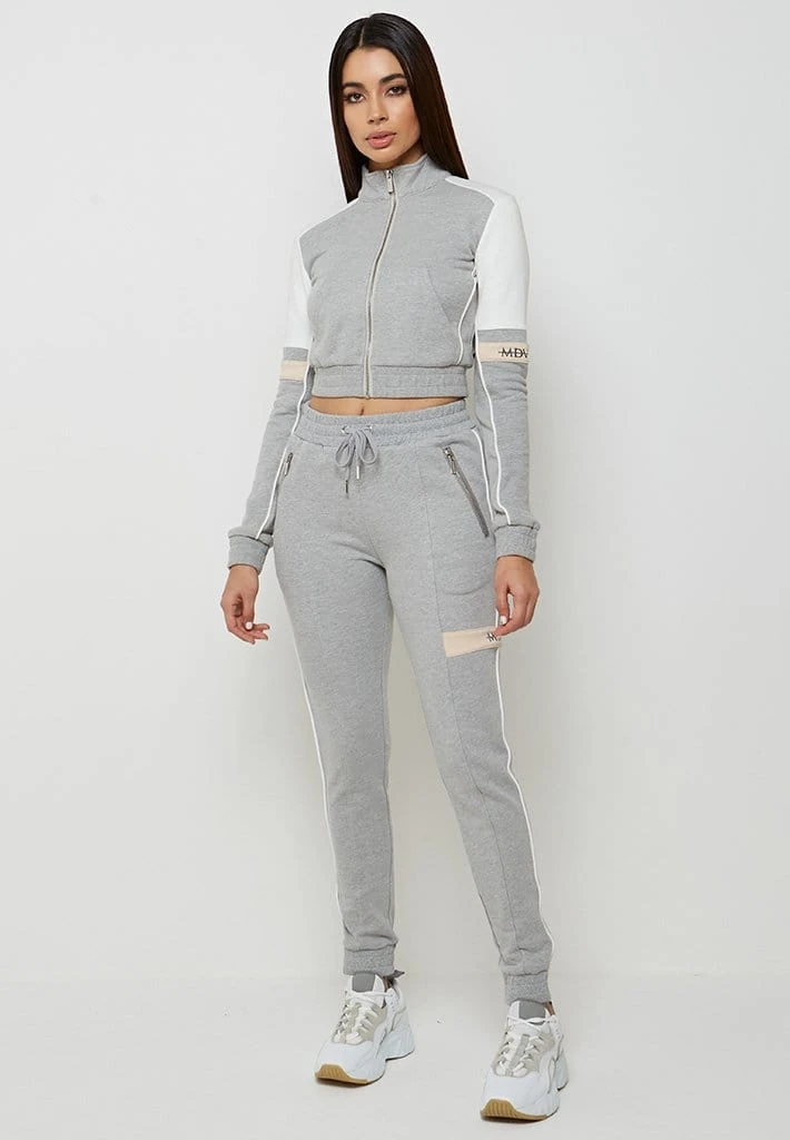 Woman Tracksuits Stripe Tracksuit Joggers - Grey/Beige