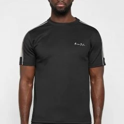 Man T-Shirts SHORTS SETS Piped T-Shirt - Black