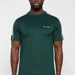 Man T-Shirts SHORTS SETS Piped T-Shirt - Green