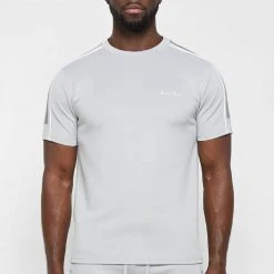 Man T-Shirts SHORTS SETS Piped T-Shirt - Grey