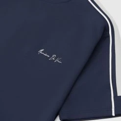 Man T-Shirts SHORTS SETS Piped T-Shirt - Navy