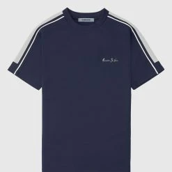 Man T-Shirts SHORTS SETS Piped T-Shirt - Navy
