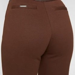 Woman Tracksuits Tacked High Waisted Joggers - Brown