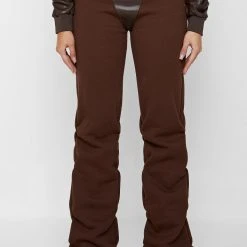 Woman Tracksuits Tacked High Waisted Joggers - Brown