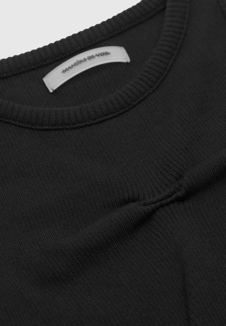 Woman Tops Tacked Ribbed Crop Top - Black TOPS & T SHIRTS