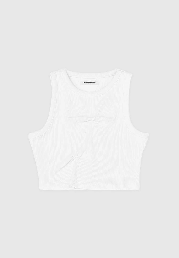 Woman Tops Tacked Ribbed Crop Top - White