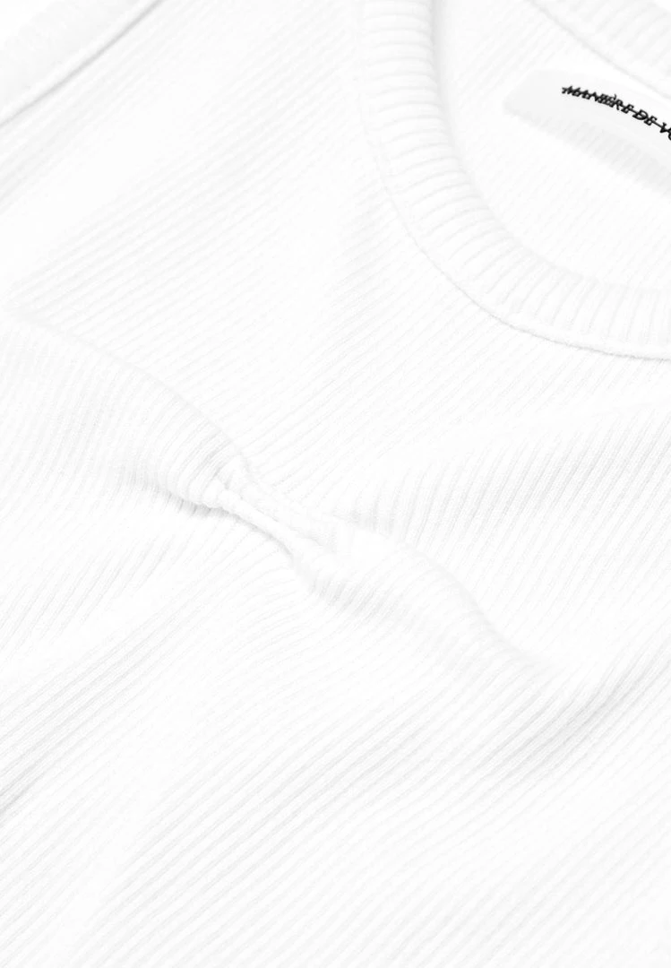 Woman Tops Tacked Ribbed Crop Top - White