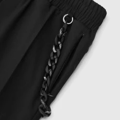 Man Trousers Tailored Trousers With Chain - Black