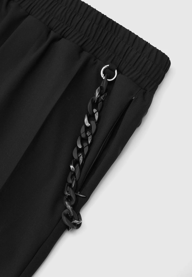 Man Trousers Tailored Trousers With Chain - Black