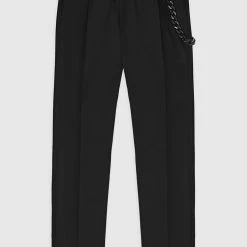Man Trousers Tailored Trousers With Chain - Black
