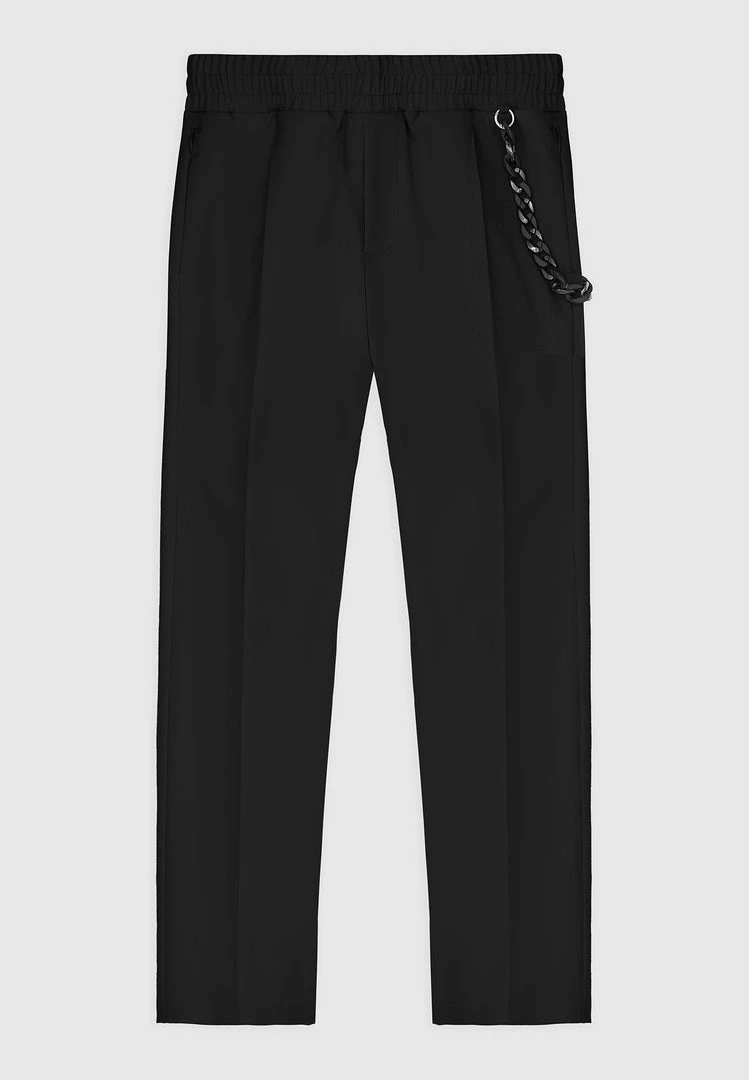 Man Trousers Tailored Trousers With Chain - Black