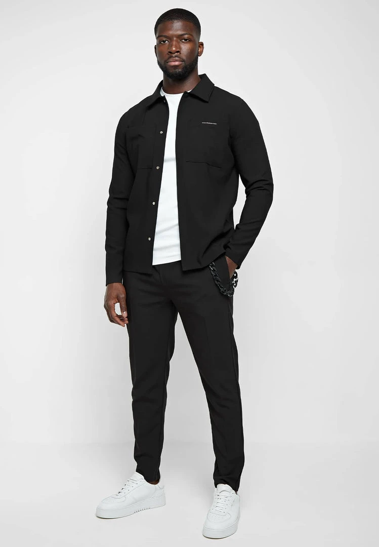 Man Trousers Tailored Trousers With Chain - Black