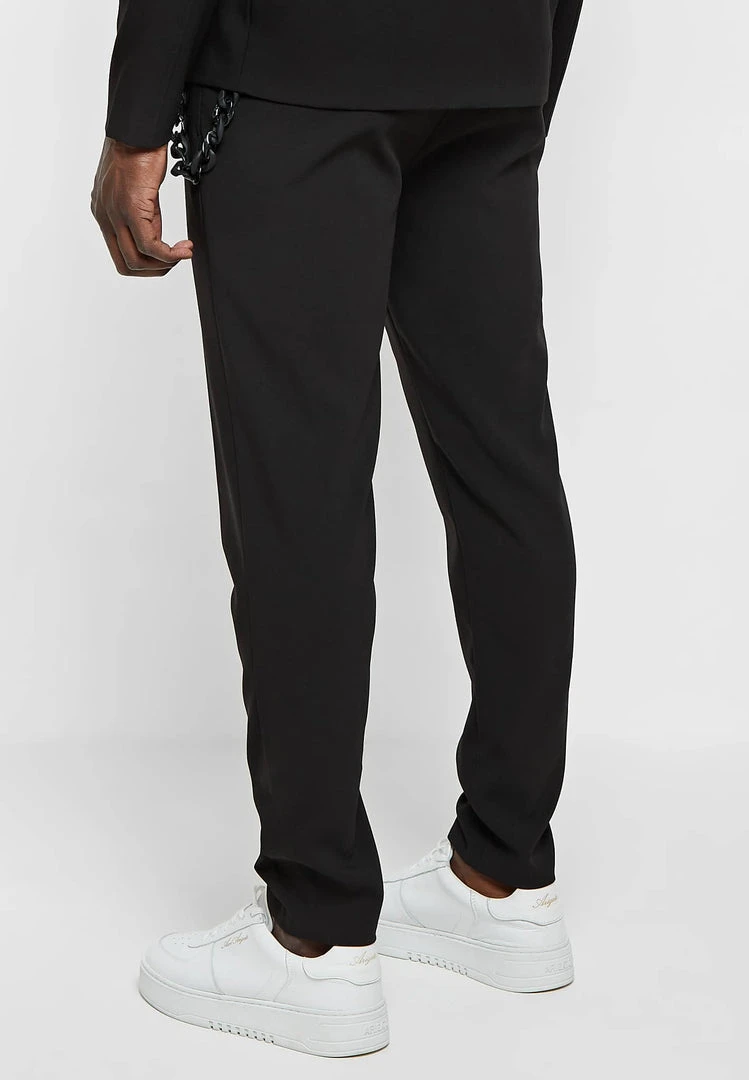 Man Trousers Tailored Trousers With Chain - Black
