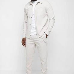 Man Trousers Tailored Trousers With Chain - Stone