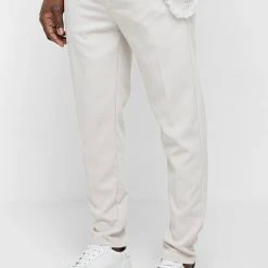 Man Trousers Tailored Trousers With Chain - Stone