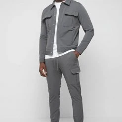 Man Jackets CO-ORDS Technical Cargo Jacket - Dark Grey