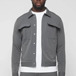 Man Jackets CO-ORDS Technical Cargo Jacket - Dark Grey