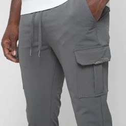 Man Casual Trousers Technical Cargo Pants - Dark Grey