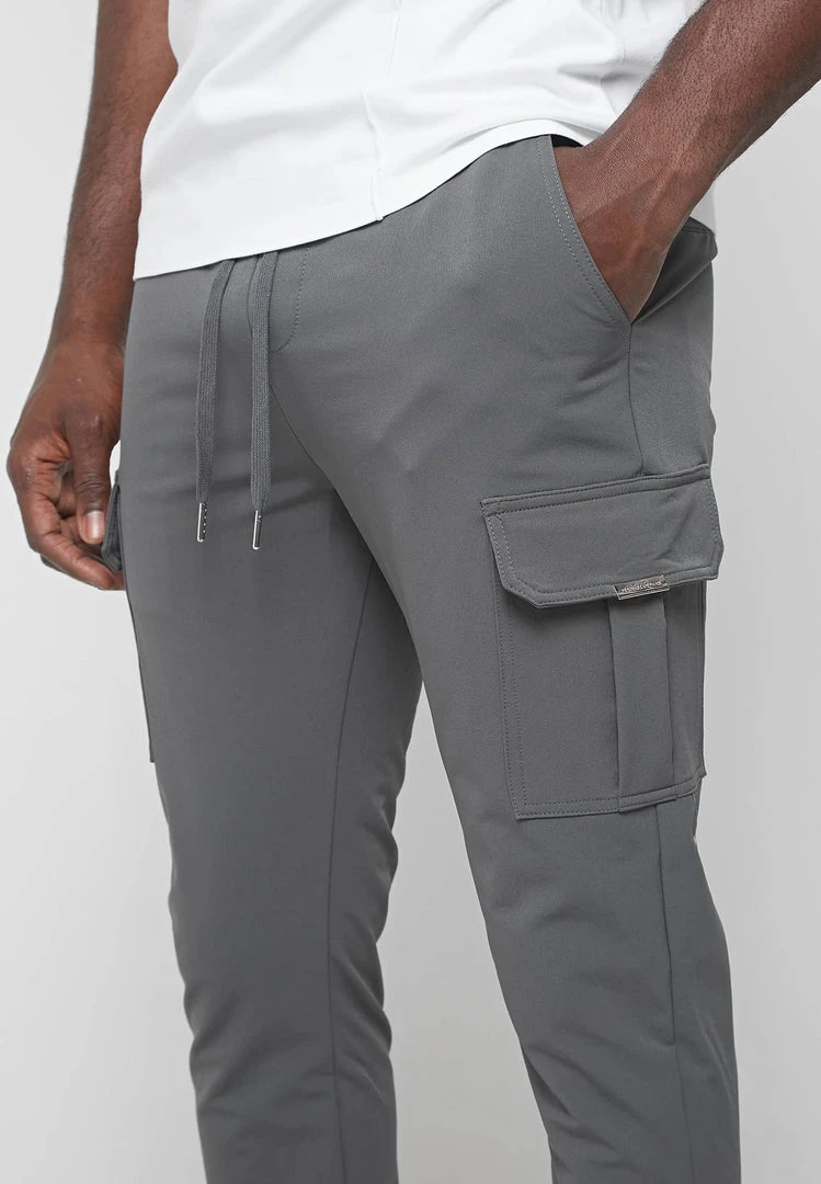 Man Casual Trousers Technical Cargo Pants - Dark Grey