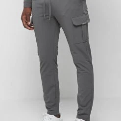 Man Casual Trousers Technical Cargo Pants - Dark Grey