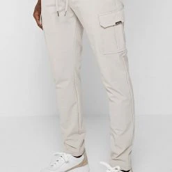 Man Casual Trousers Technical Cargo Pants - Stone