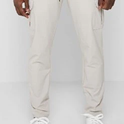 Man Casual Trousers Technical Cargo Pants - Stone