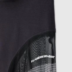 Woman Leggings Technical Print Mesh & Bandage Leggings - Black