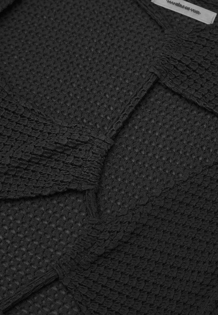 Woman Tops Textured Cut Out Bodysuit - Black BODYSUITS