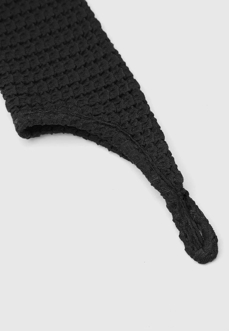 Woman Tops Textured Cut Out Bodysuit - Black BODYSUITS