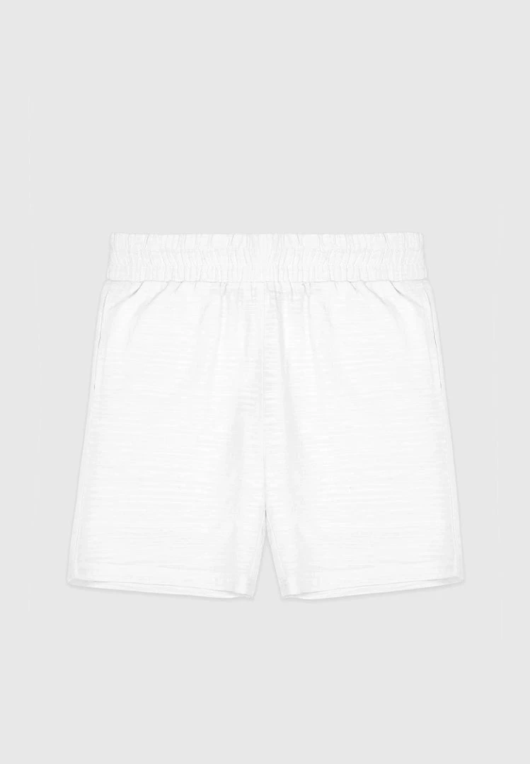 Man Shorts Textured Linen Shorts - White