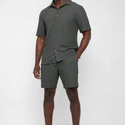 Man Shirts Seersucker Shirt - Khaki