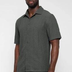 Man Shirts Seersucker Shirt - Khaki