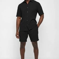 Man Shirts Seersucker Shirt - Black