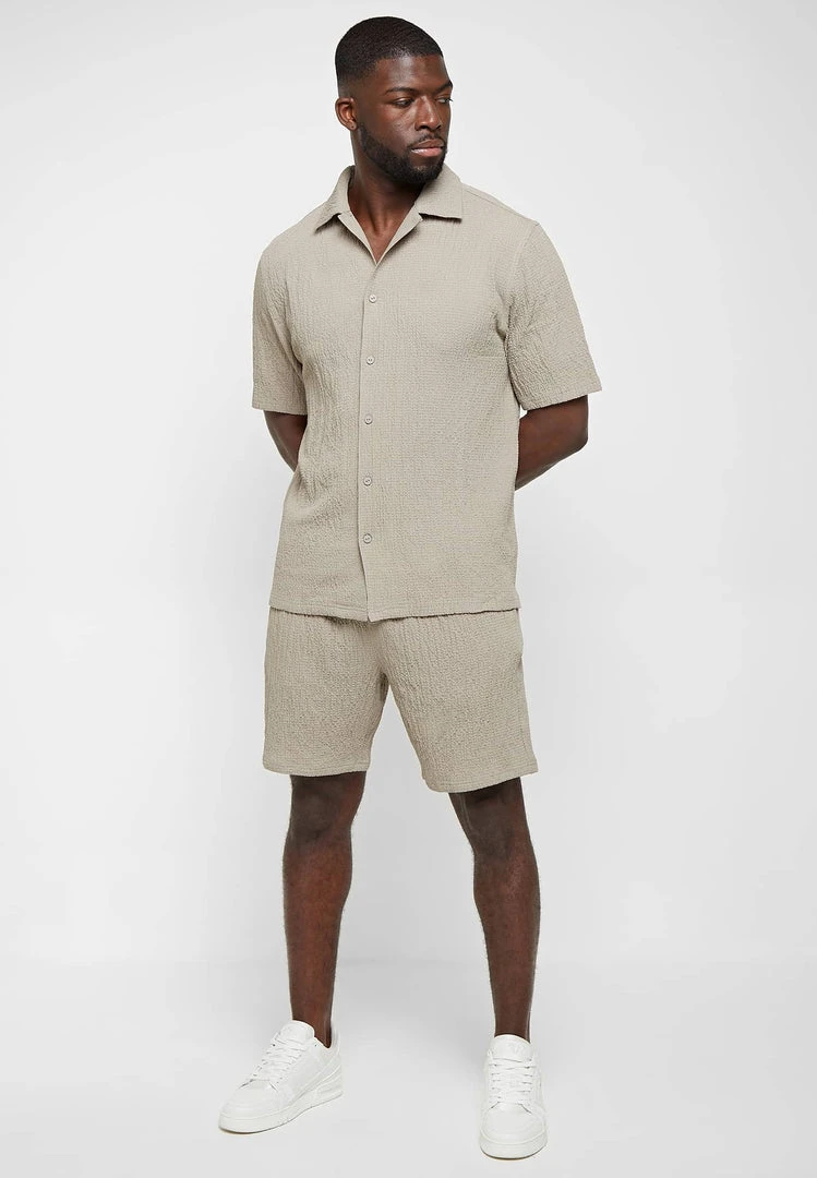 Man Shirts Seersucker Shirt - Taupe