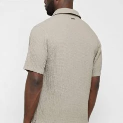 Man Shirts Seersucker Shirt - Taupe