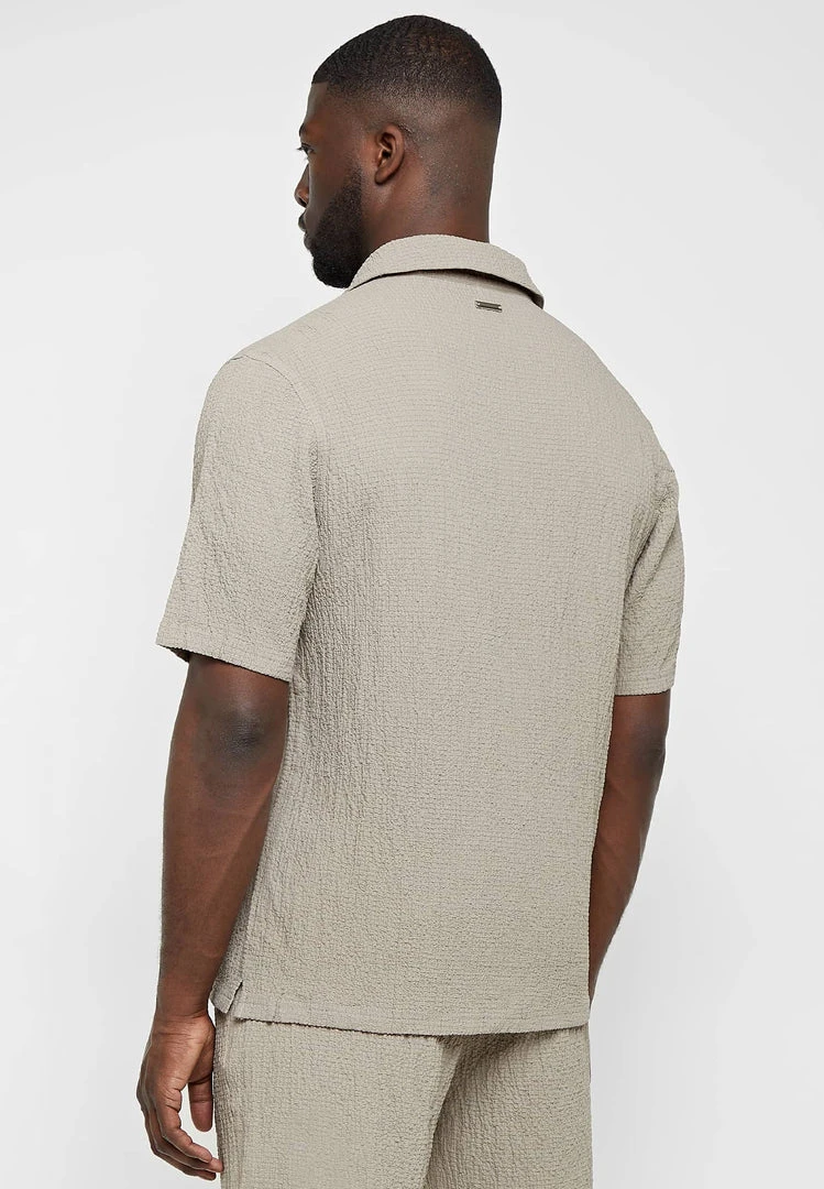 Man Shirts Seersucker Shirt - Taupe