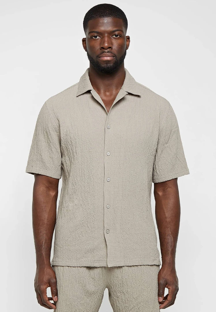 Man Shirts Seersucker Shirt - Taupe