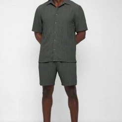 Man Shorts Seersucker Shorts - Khaki SHORTS SETS