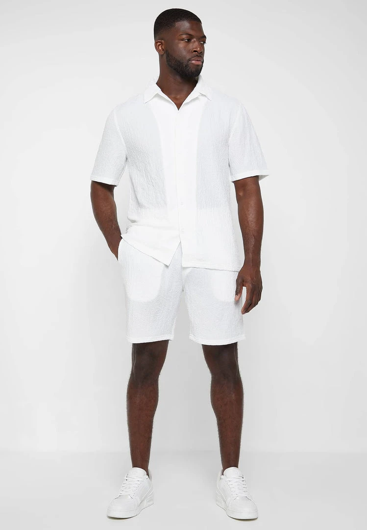 Man Shorts Seersucker Shorts - Off White SHORTS SETS