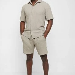 Man Shorts Seersucker Shorts - Taupe