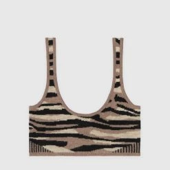 Woman Tops Tiger Knitted Bralette - Brown