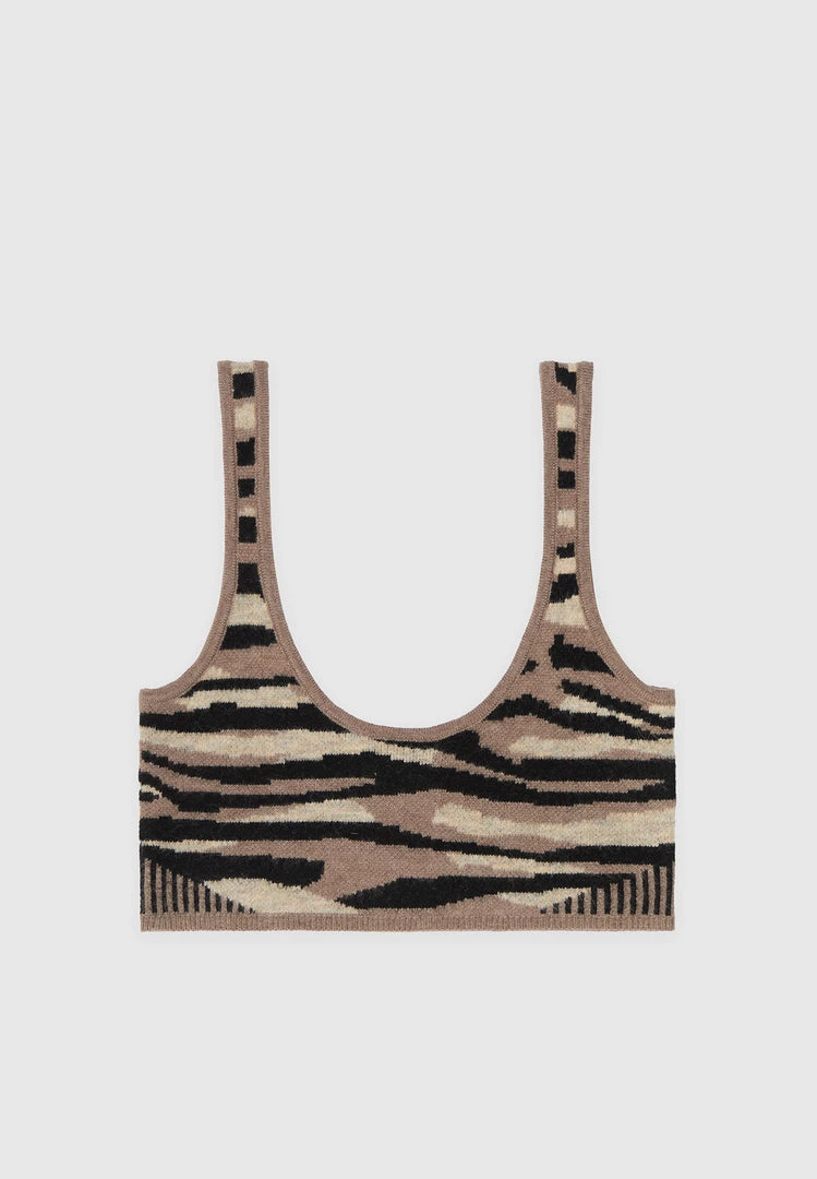 Woman Tops Tiger Knitted Bralette - Brown