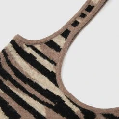 Woman Tops Tiger Knitted Bralette - Brown